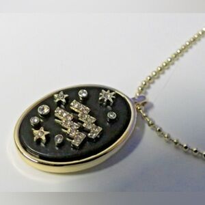 BaubleBar Aquarius Zodiac Horoscope Constellation Necklace 20-21” Black Stone